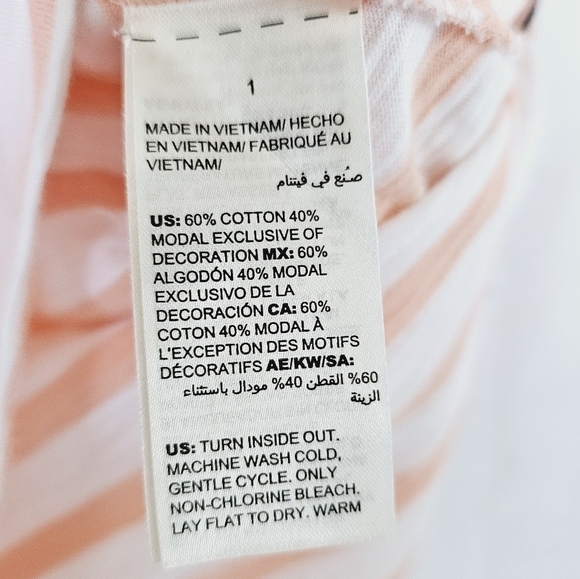 Chico's Striped Embellished Crew Neck 3/4 Sleeves Women's Top Size 1 - Picture 4 of 7